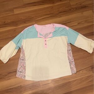 easel Pastel Lilac & White Oversized Top